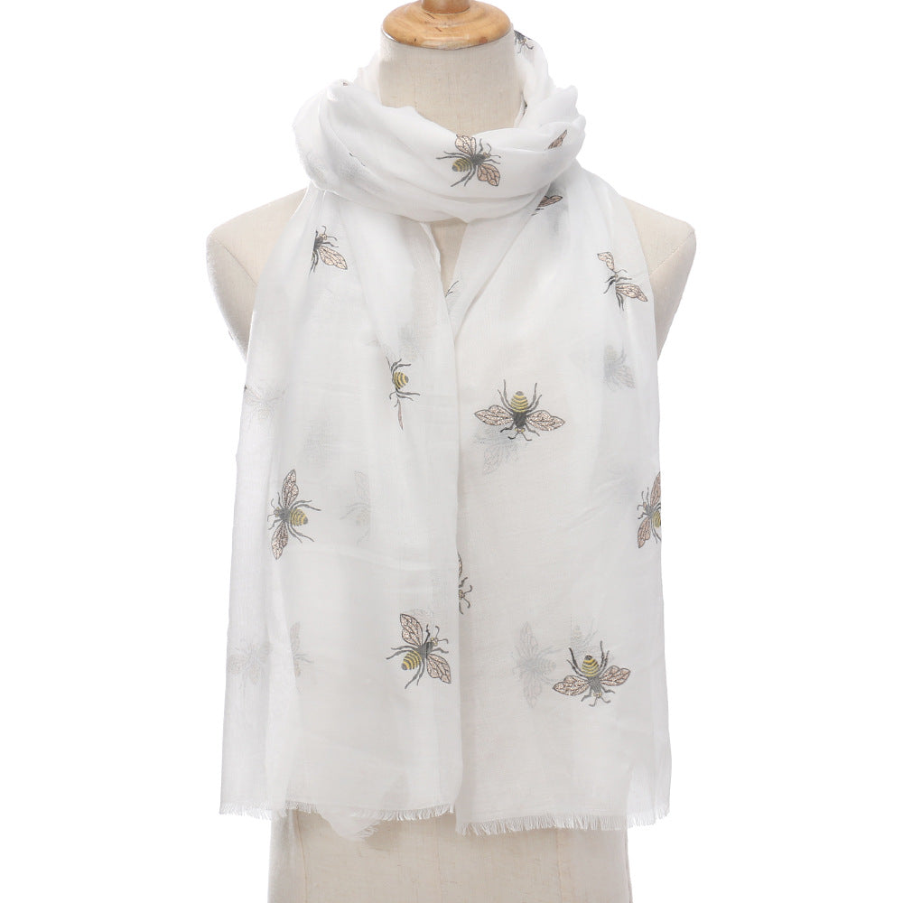 Bee Print Women's Neck Warmer Travel Sun Protection Shawl