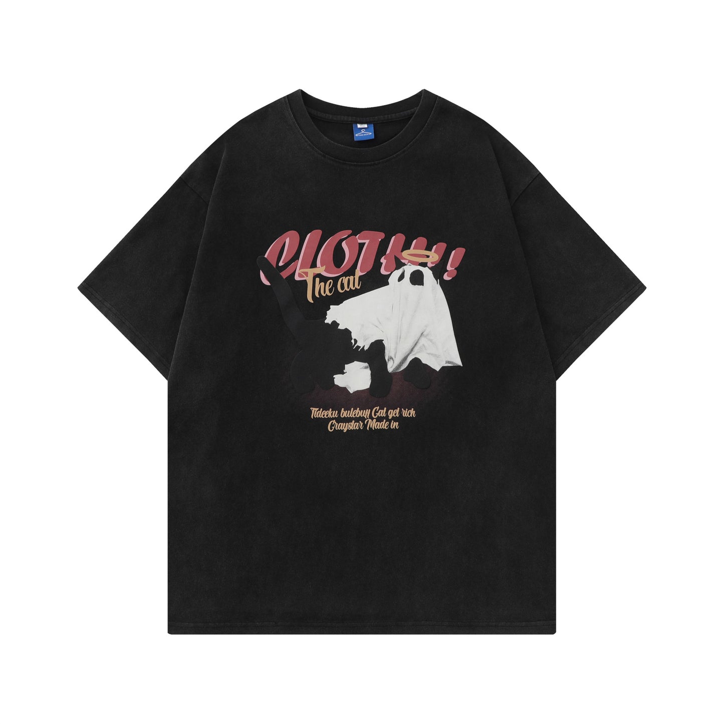 Herre- og dame T-shirt med print, hvid, rund hals