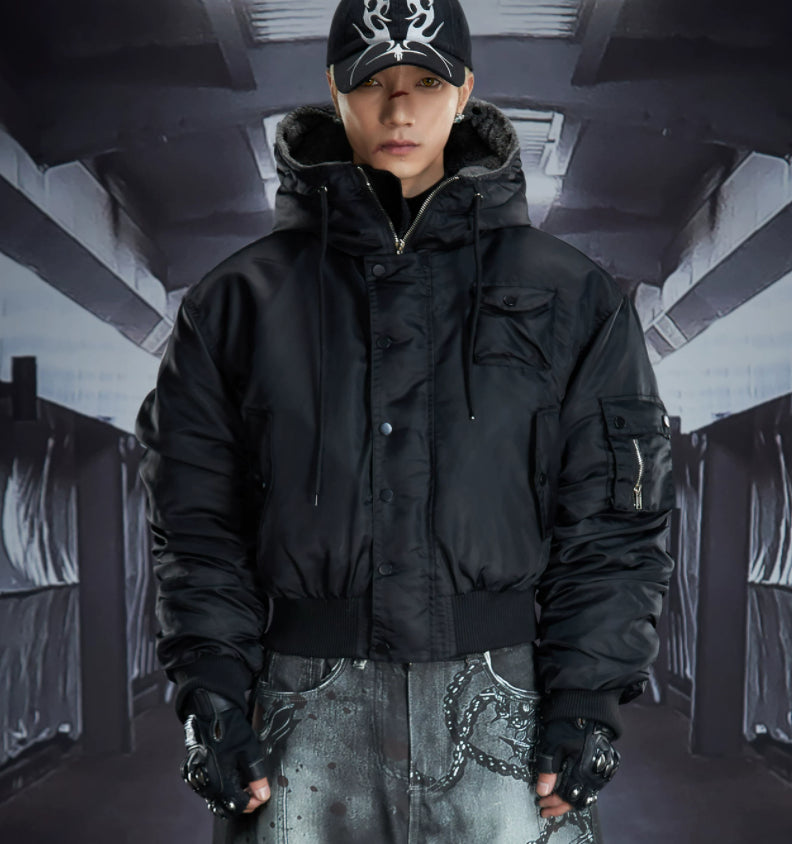 Embroidered Fleece Cotton-Padded Jacket Short-Style Outerwear