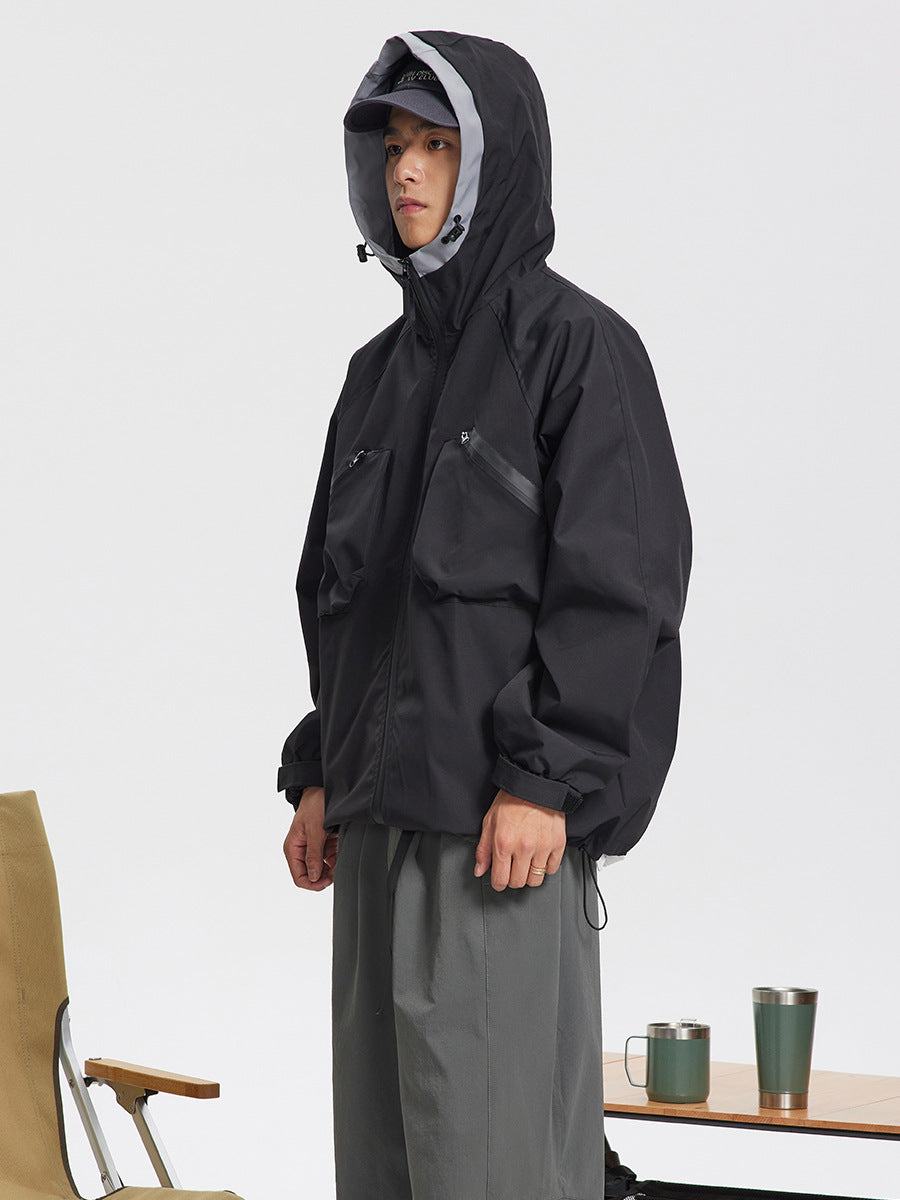 Men's Fashion Retro Contrast Color Outdoor Shell Jacket