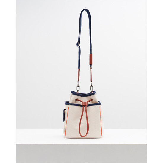 Contrast Color Drawstring Closed Canvas Bag