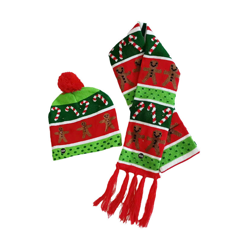 Holiday Party Christmas LED Luminous Knitted Jacquard Knitted Hat