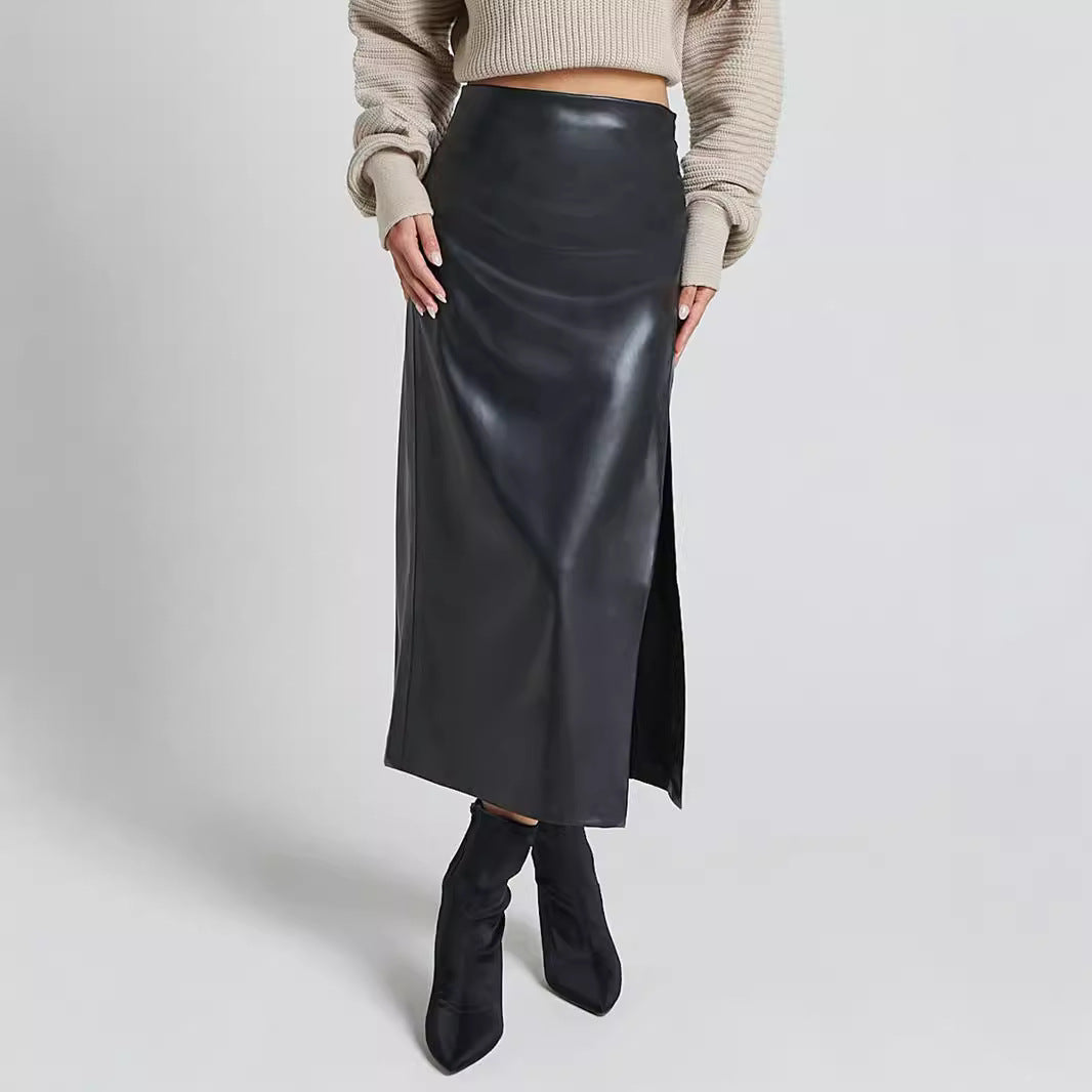 Womens Fashionable Slit Zipper Bodycon Skirt