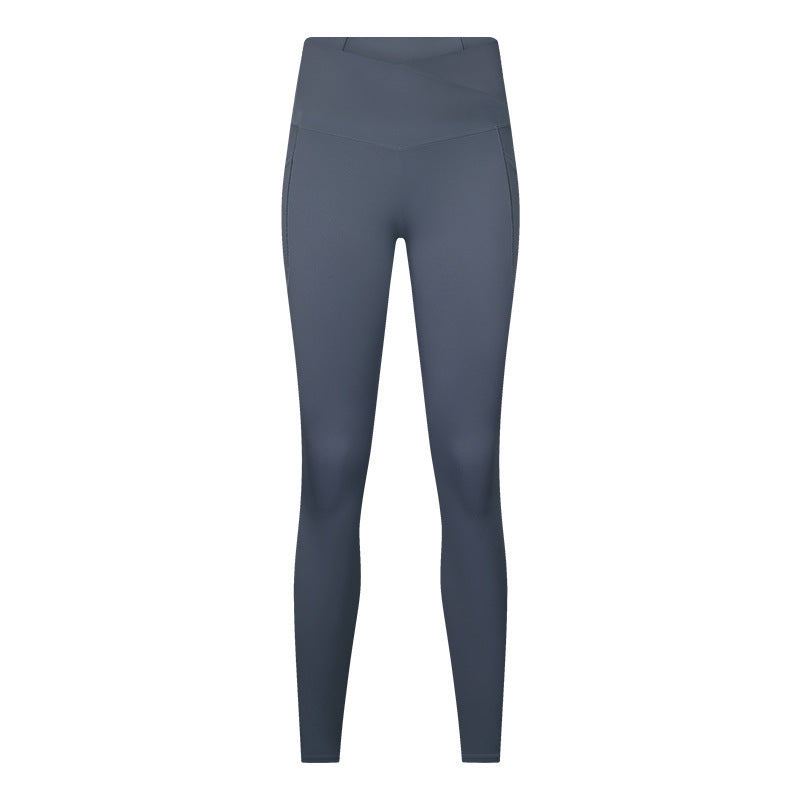 Yoga Side Pocket Elastic Light Thin Soft Nude Feel Running Workout Ankle Length Pants
