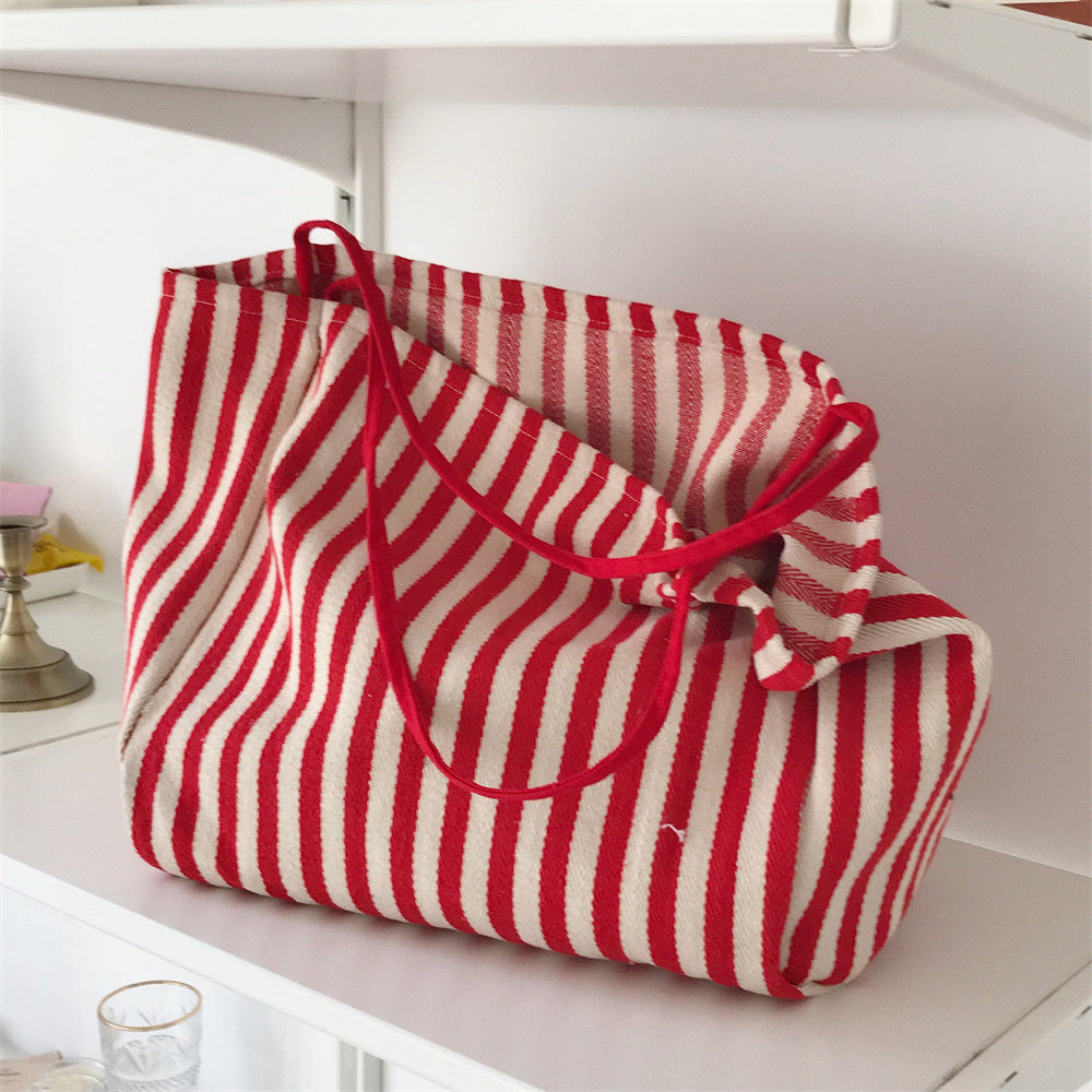 Women's Fashion Vintage Stripe Simple Canvas Bag