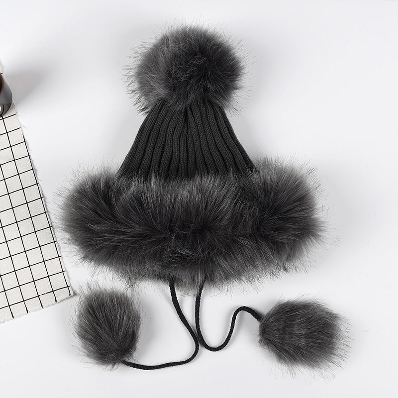 Women's Temperament With A Hundred Plus Thickened Fur Ball Hat