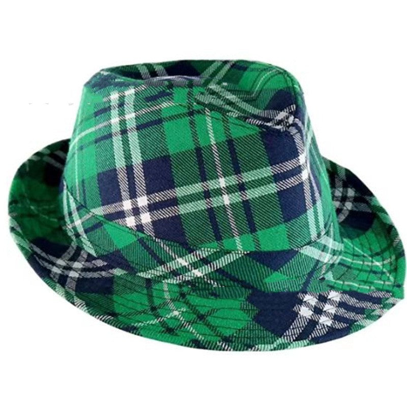 Printed Green Stripes Plaid Beret