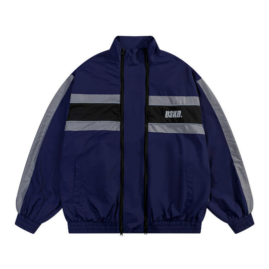 Men Fashion Brands European And American Color Contrast Patchwork Letter Printing Shell Jacket