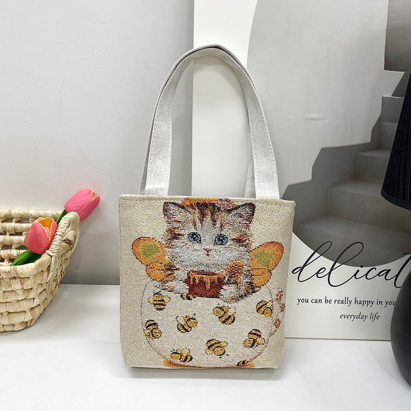 Gold Silk Double-sided Embroidered Small Square Bag Ethnic Style Leisure