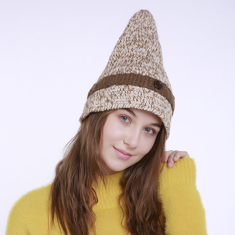 Wool Mixed Color Hat Witch Pointed