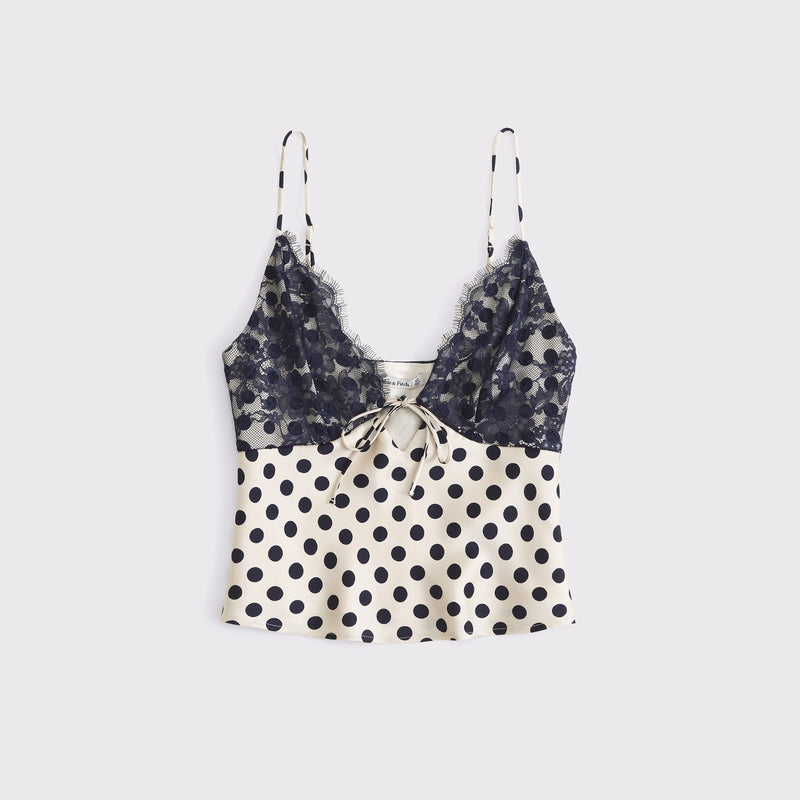 Hollow Lace Sling Spaghetti-strap Camisole Top Shirt