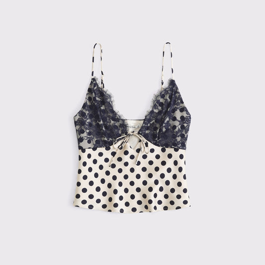 Hollow Lace Sling Spaghetti-strap Camisole Top Shirt
