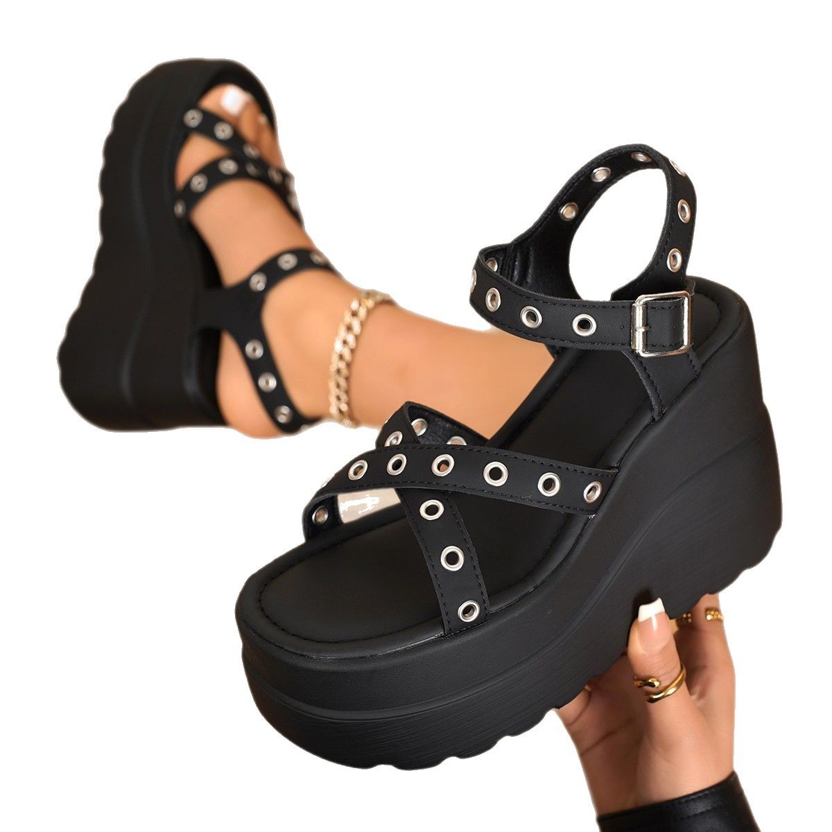 Fashion High Heel Cross Women's Lace Up Shoes