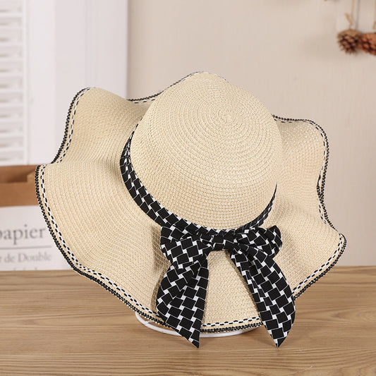 New Summer Women's Bow Knitting Straw Hat