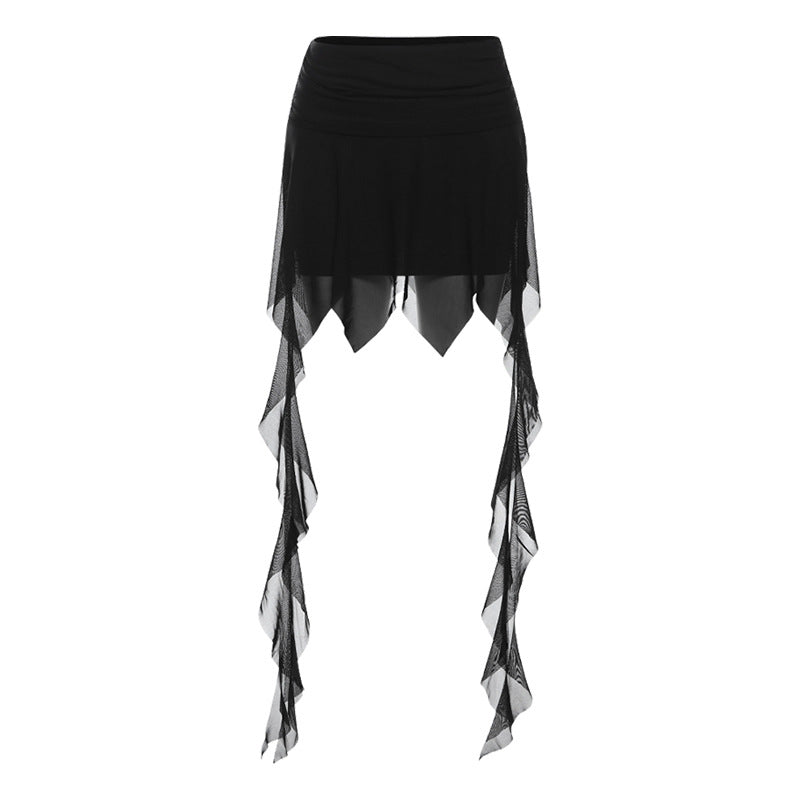 Women's Solid Color Slim Street High Waist Voile A- Line Skirt