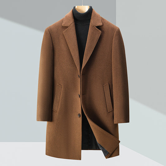 Men's Business Casual Woolen Trench Coat