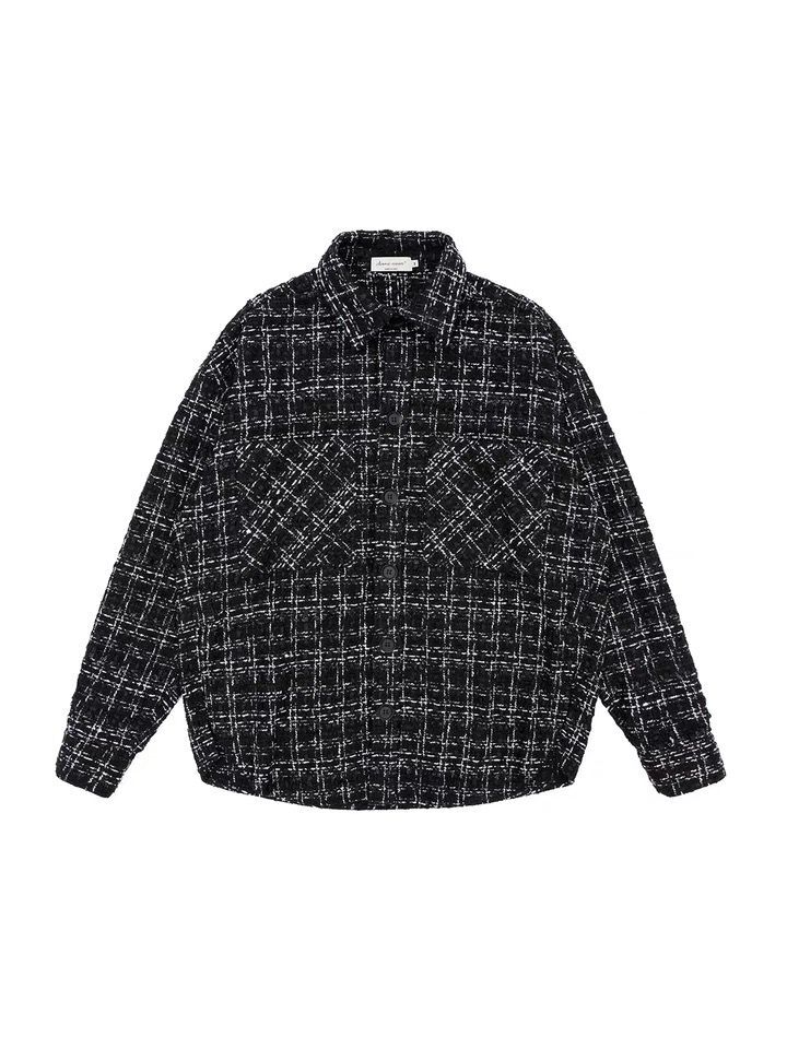 Men's Fashion Jacket Plaid Woven Shirt