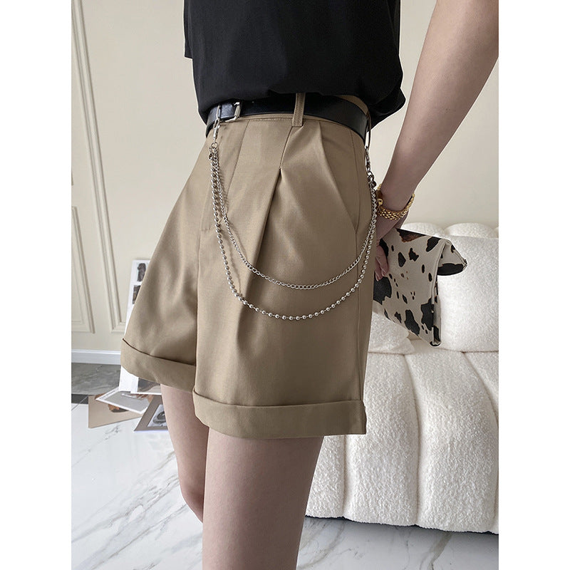 Retro Design Side Chain Suit Shorts