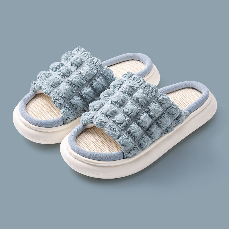 EVA Thick-soled Linen Slippers Women's Mute Soft-soled Slippers