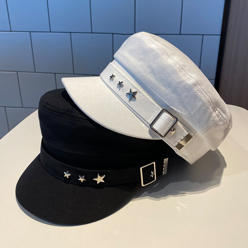 Black Star Hat Retro Beret
