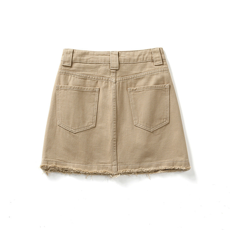 Summer Loose Light Color Raw Edge Hot Pants