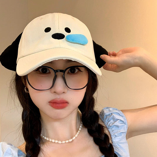 Cute Three-dimensional Snot Puppy Baseball Cap Student Outdoor Photography Sun-poof Peaked Face-showing Hat