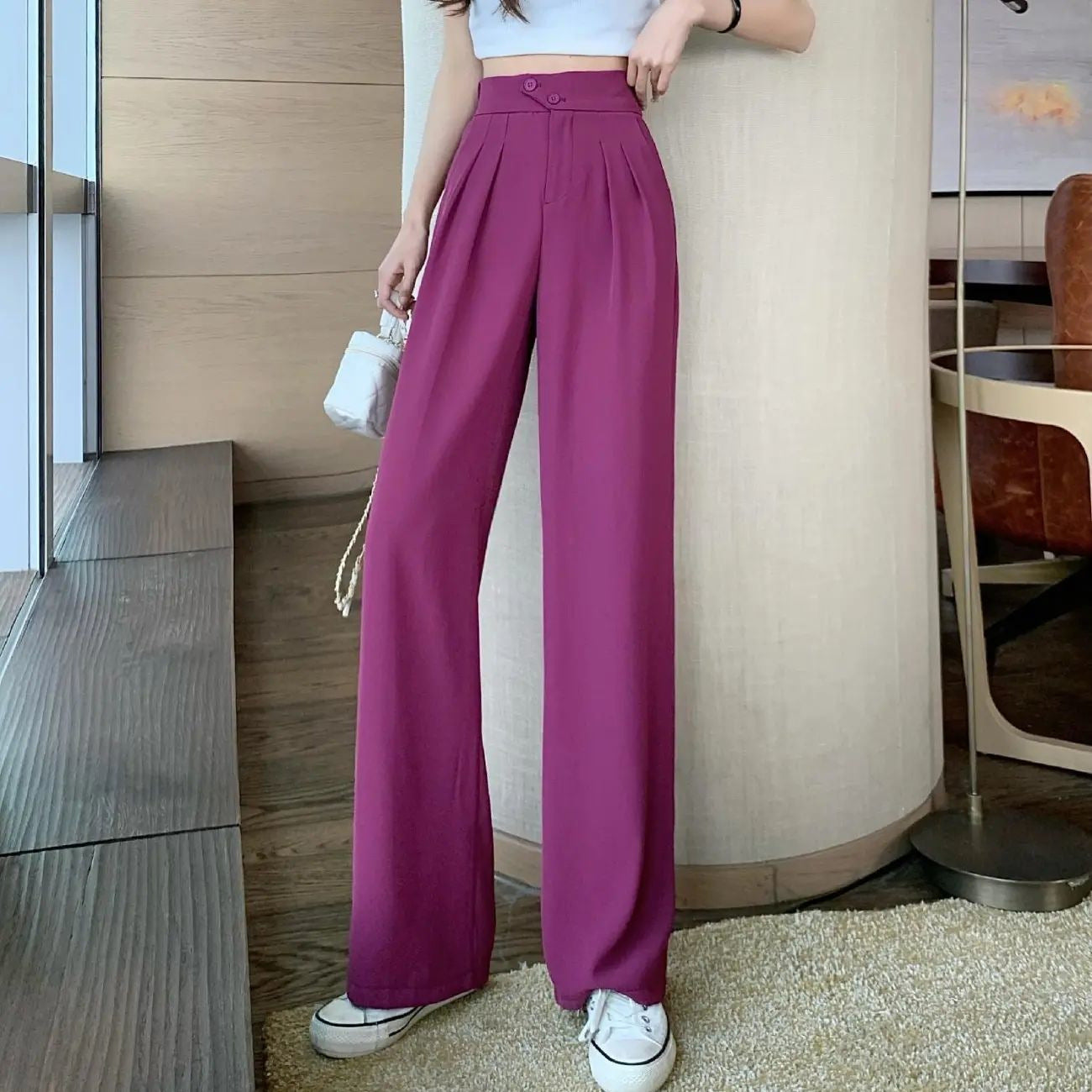 High Waist Covering Belly Thin Loose Drooping Casual Mopping Wide-leg Trousers