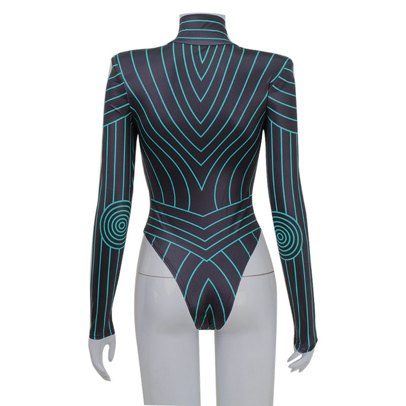 Long Sleeved Shoulder Pad Fluorescent Onesie