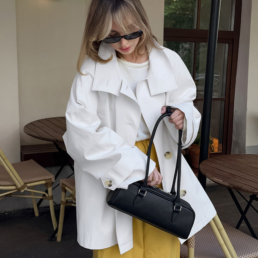 Design Mellemlang Trenchcoat Løs Flatterende Cardigan