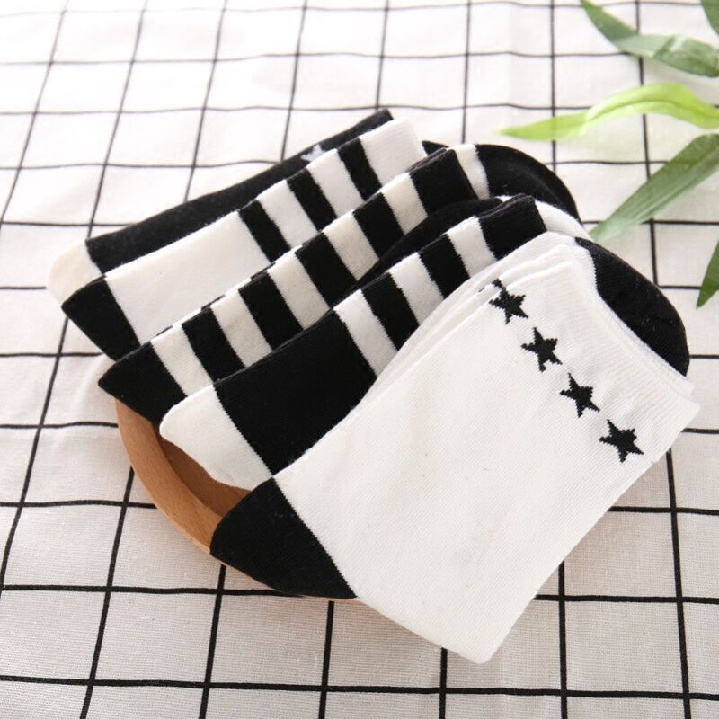 Autumn And Winter New Preppy Style Cotton Women's Socks Star Stripes