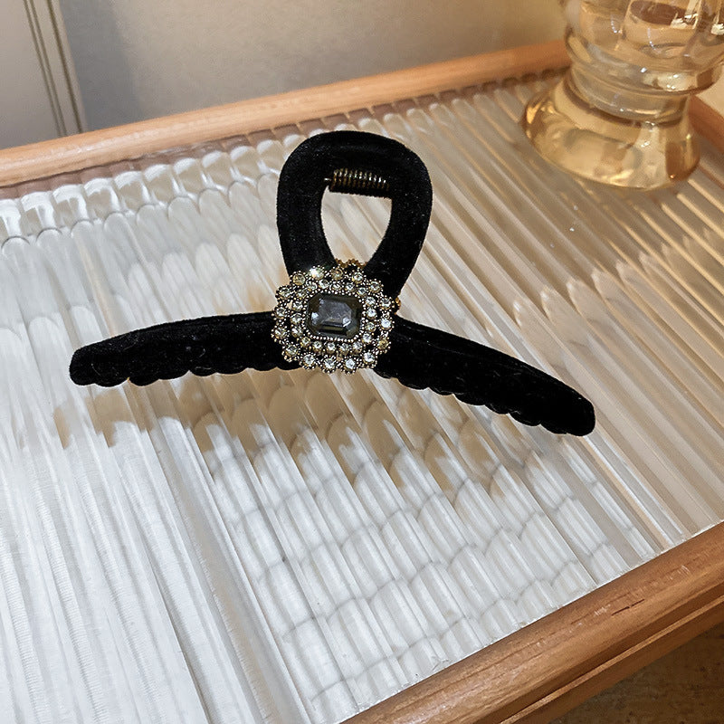 Diamond-encrusted Square Flocking Hairpin In Autumn And Winter