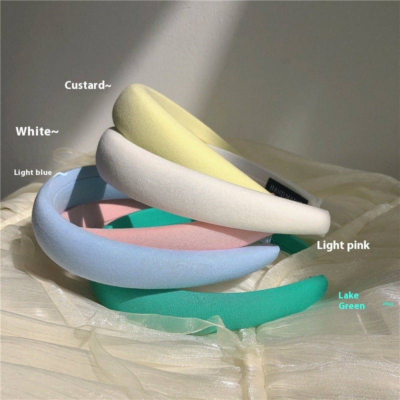 Cream Color Cute Wide-brimmed Sponge Temperament Hairband Decoratio