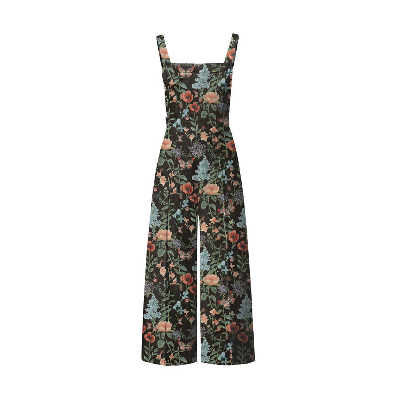 Selerbukser til kvinder med blomsterprint og knapper