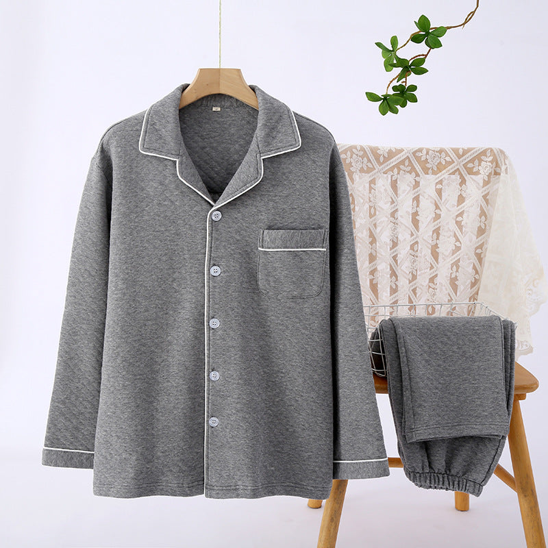 Womens Thickened Solid-Color AutumnWinter Loungewear Set With Long Sleeves