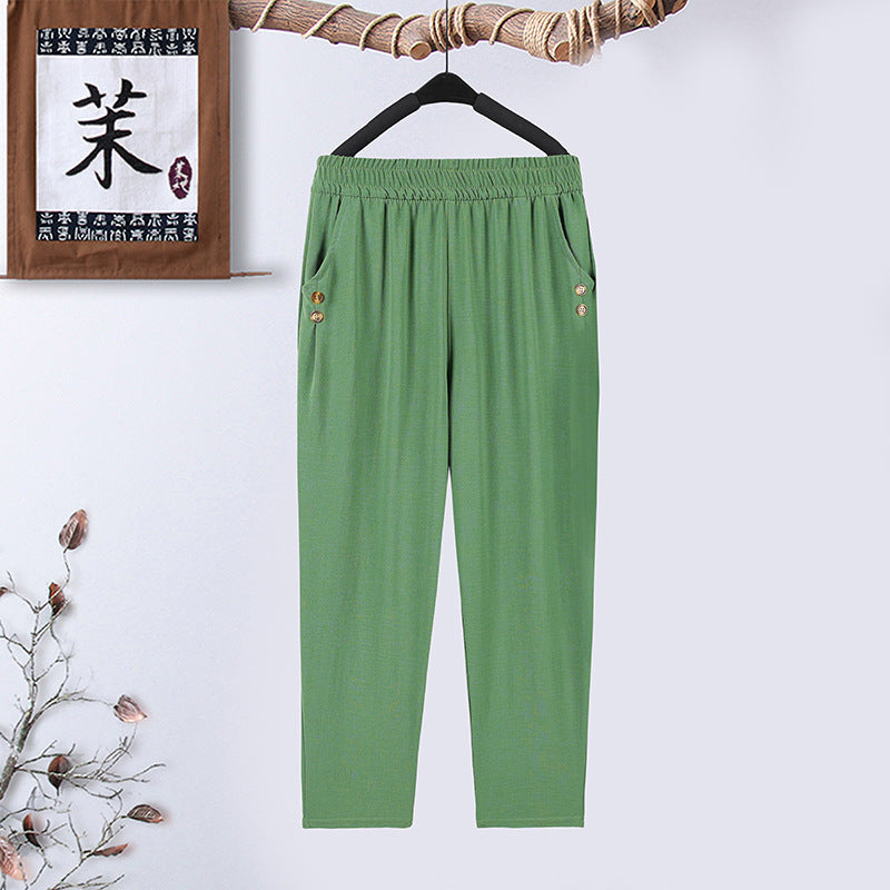 Women's Jacquard Straight-leg Pants High Waist Baggy Jogger Pants