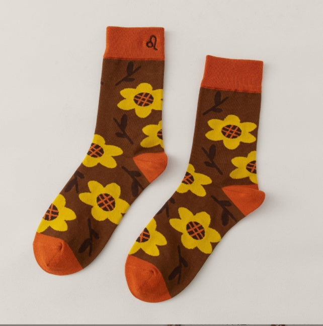 12Constellations Embroidered Socks Autumn And Winter
