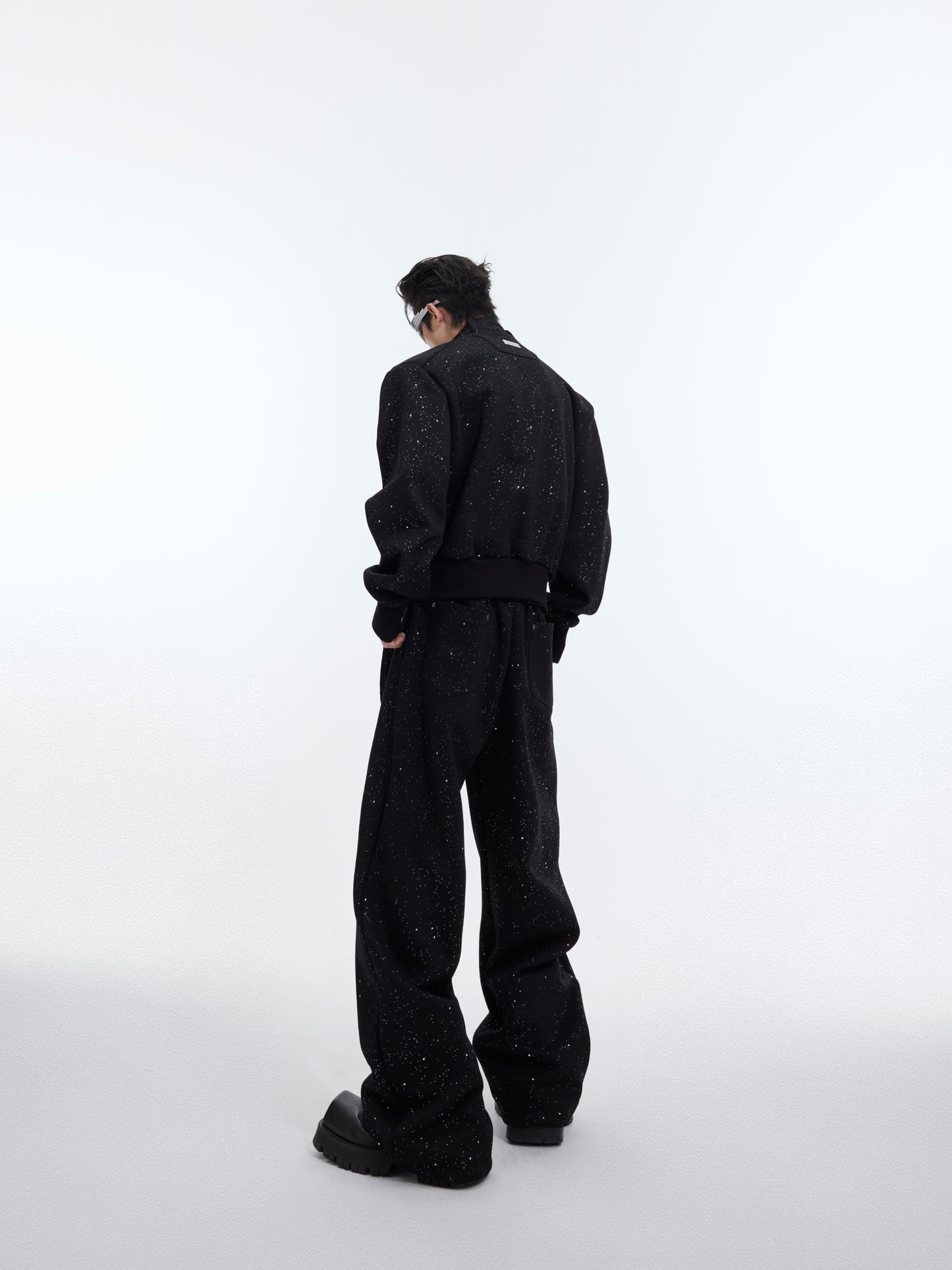 Stand Collar Sweater Suit Tie Stitching Jacket