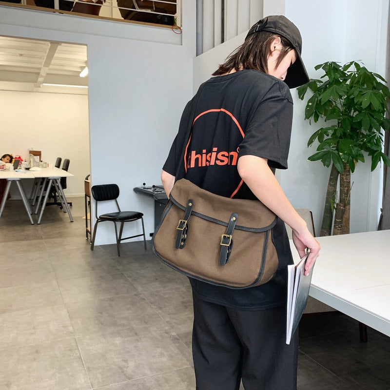 Harajuku Japanese Canvas Messenger Bag Campus Capacity