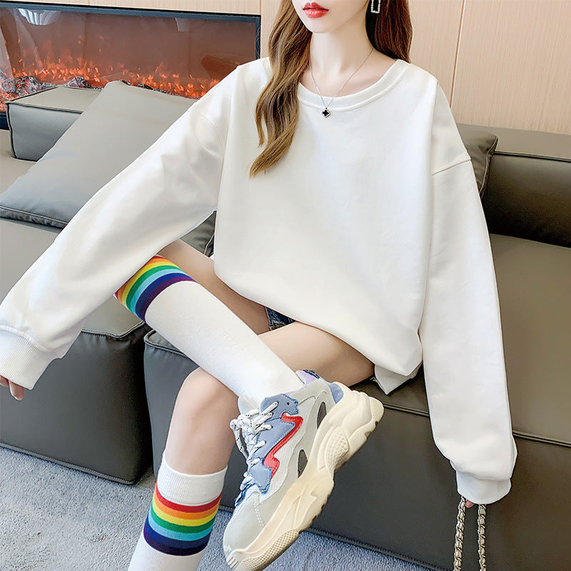Women's Solid Color Round Neck Plus Size Loose Sweater