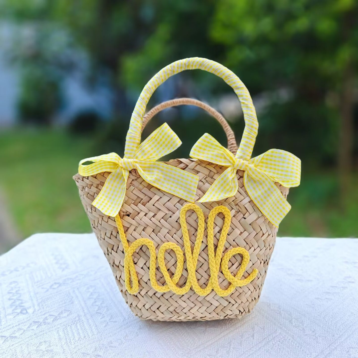 Customized Letter Woven Candy Colored Handbag