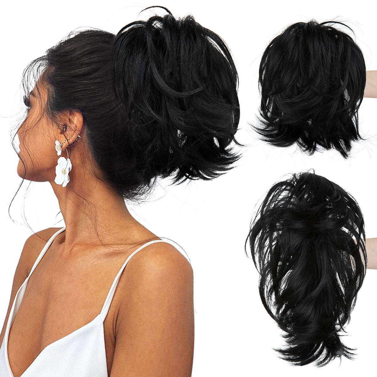 Wig Female Ponytail Short Grip Curly Hair