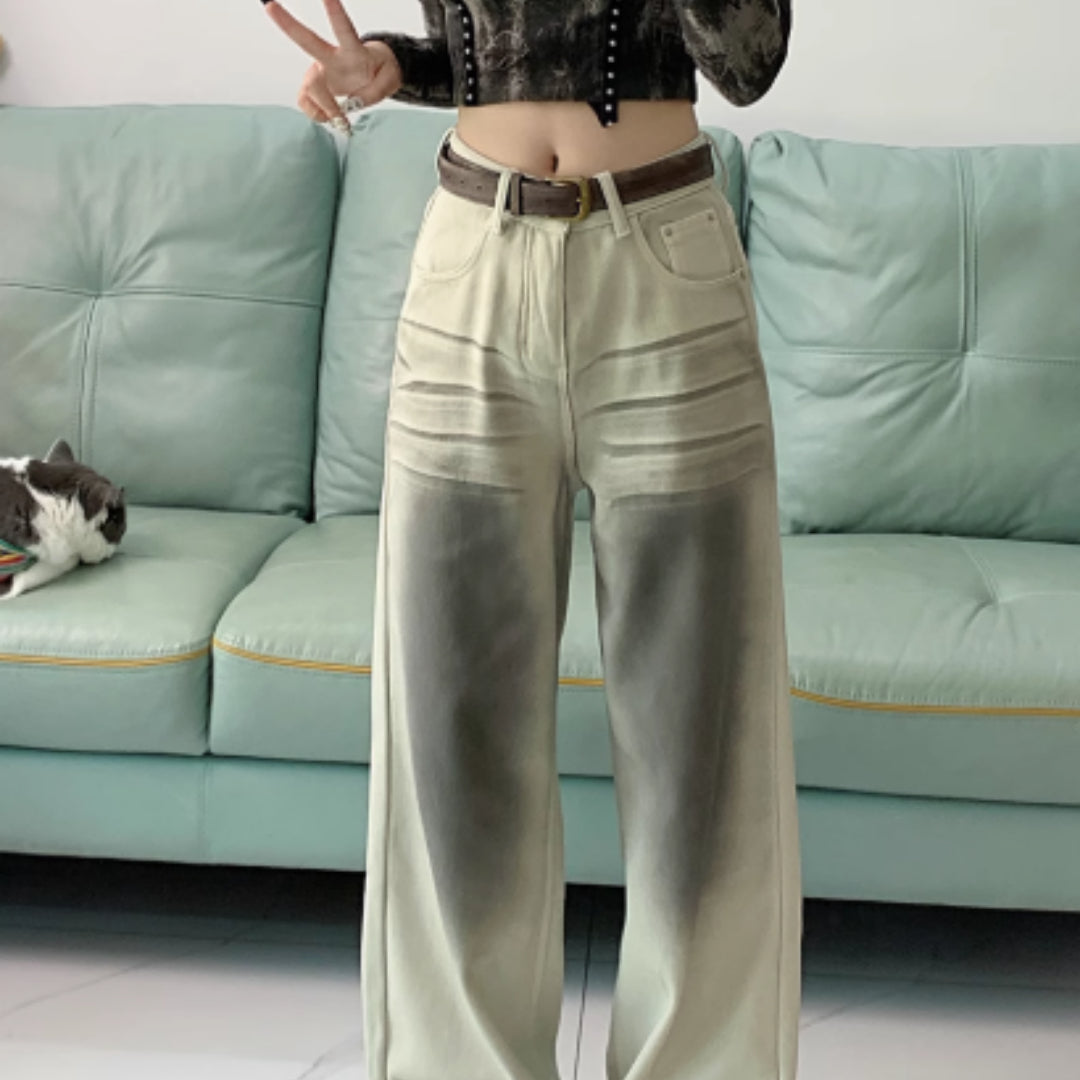 Loose High Waist Slimming Straight Leg Wide Leg Floor Pants For Women