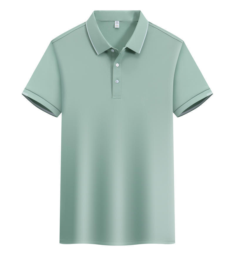 ICE Cotton Single Side Color Secondary Collar Lapel Short Sleeve Polo Shirt