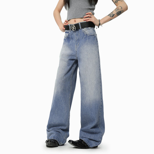 Gradient Washed Ice Blue High Street Jeans