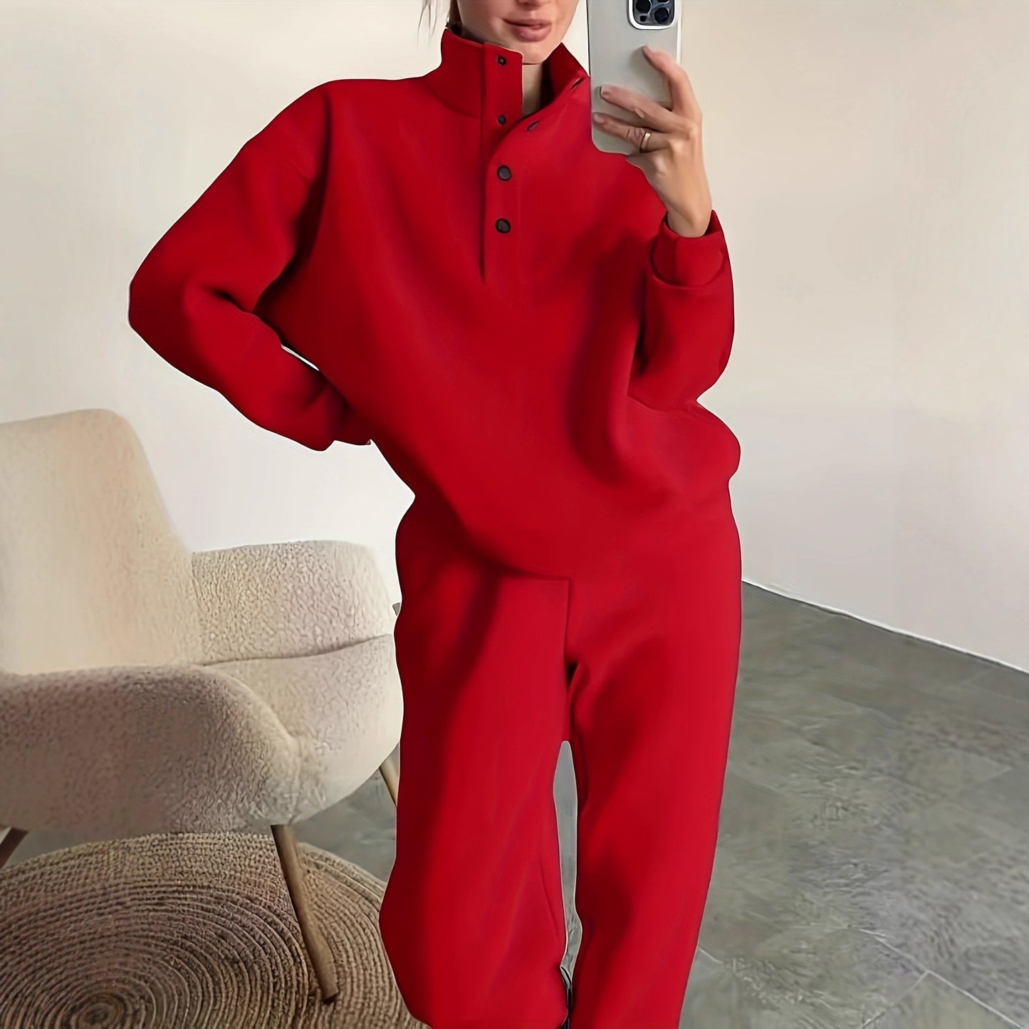 New Women's Fashion Button Collar Two-piece Set