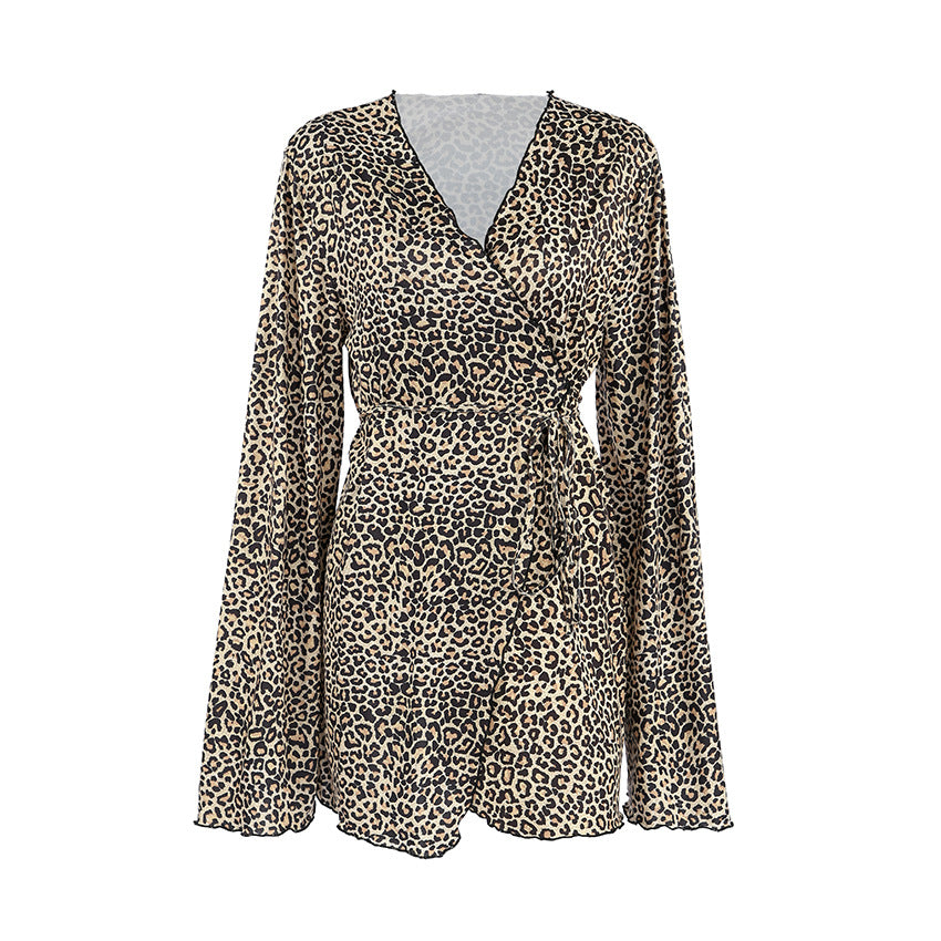 Knitted Long-sleeve Pajama Robe With Tie Closure Loose And Comfortable Loungewear