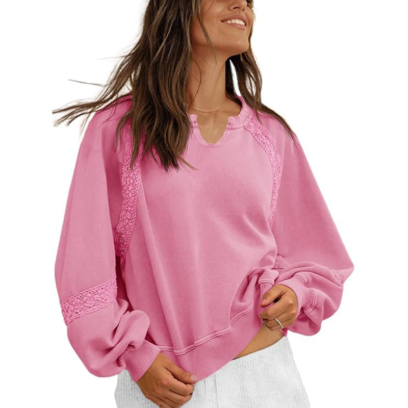 Dame Sweatshirt Afslappet V-hals Blonde Sweater