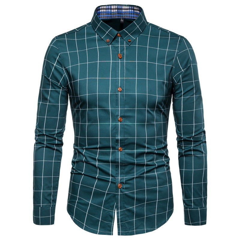 New Mens Slim-fit Floral Long-sleeve Shirt