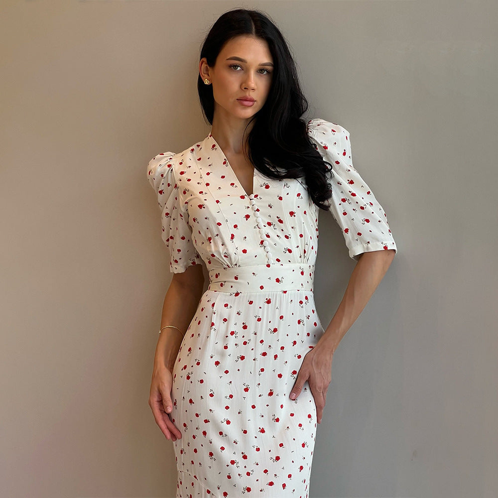 Retro Floral Elegant Figure-flattering Fashion Dress