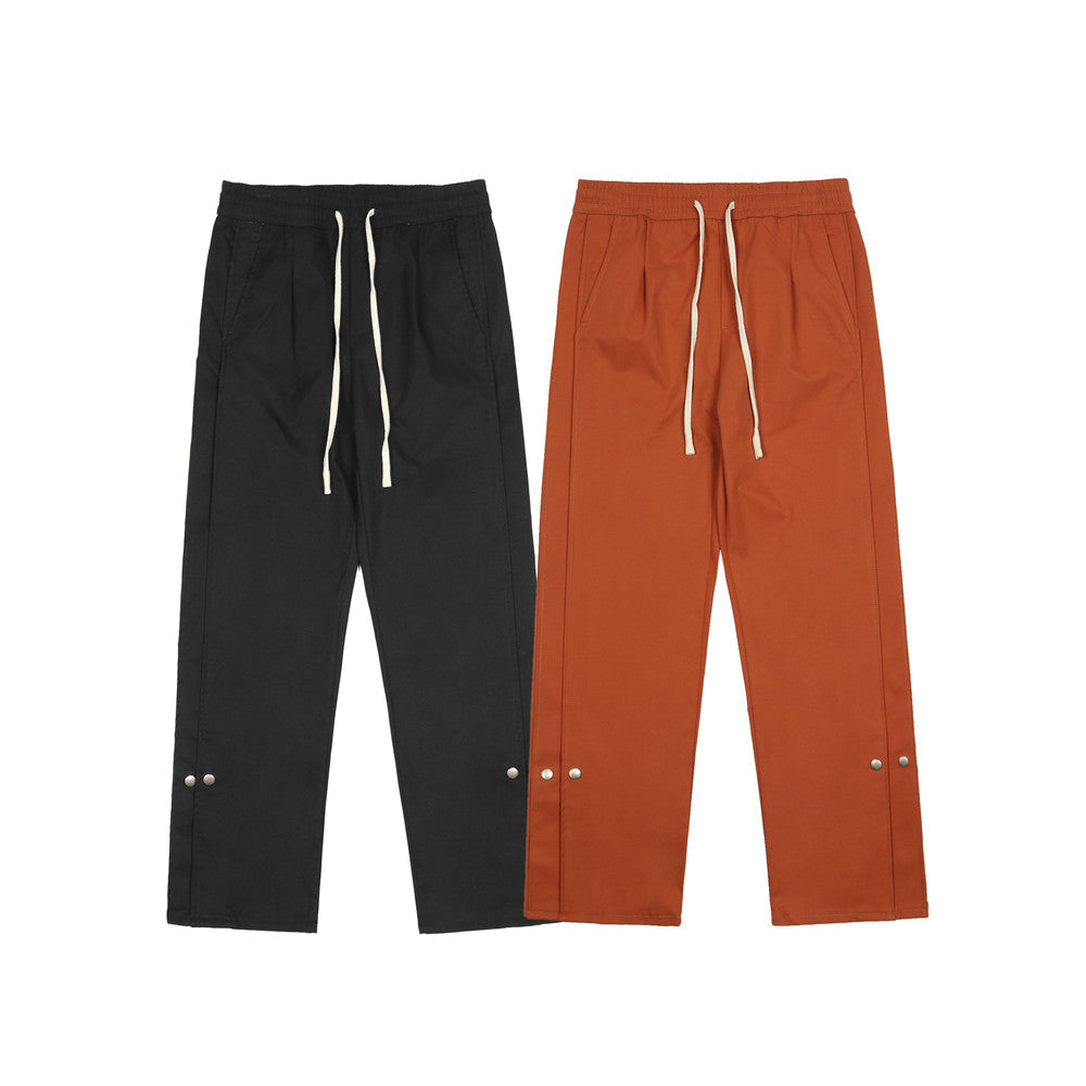Elastic Waist Loose Straight Pants Street Trend Patchwork